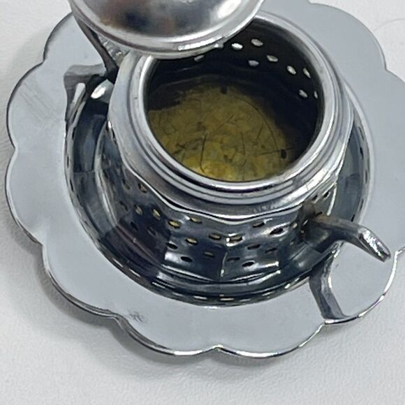 Alfred E. Knobler Metal Tin Tea Infuser Teapot with Underplate Vintage - Picture 4 of 6
